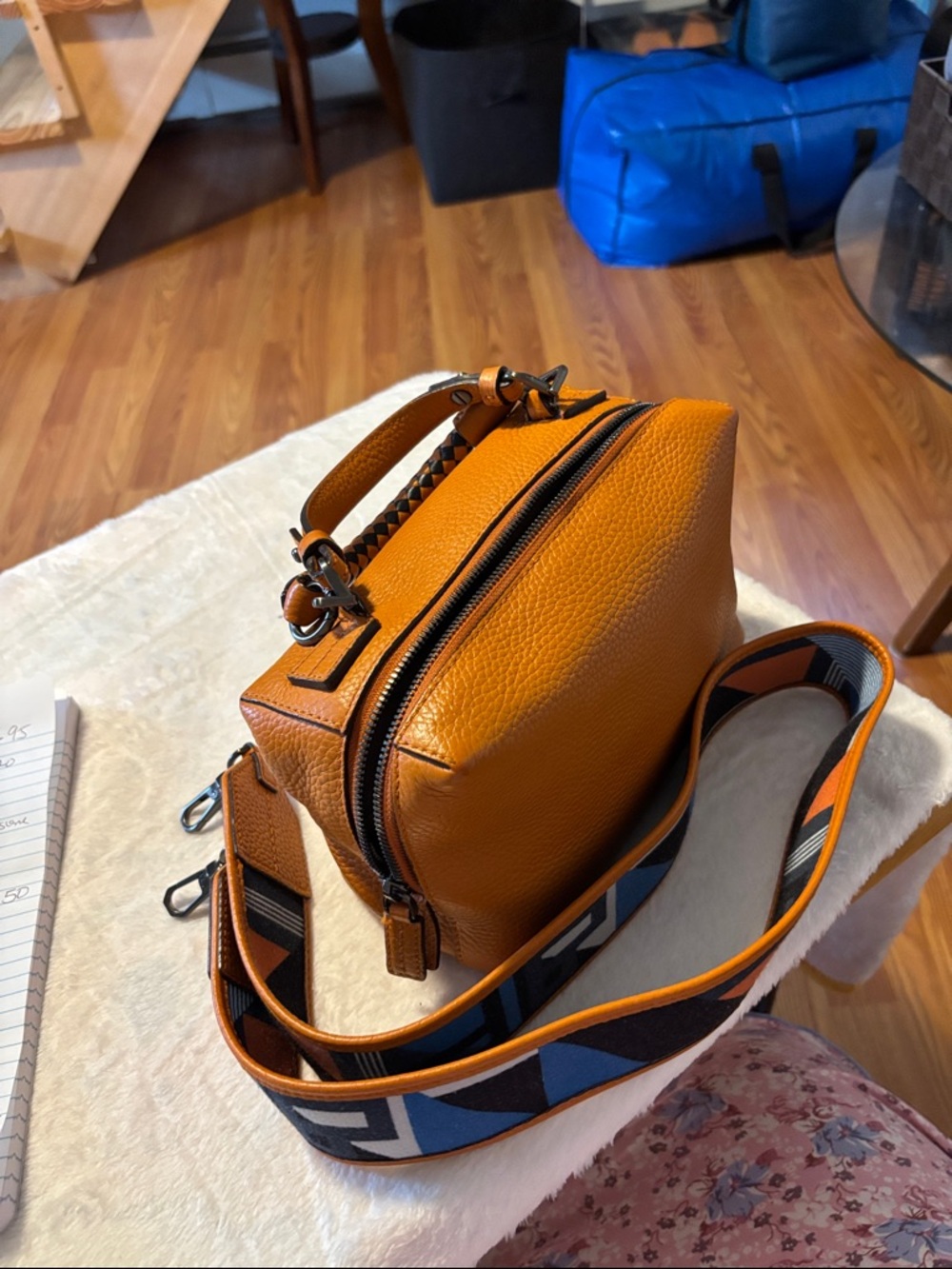 Classic Women's Top-Handle Leather Bag in Orange - Picture 7 of 8